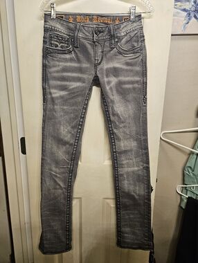 Rock revival Jen gray straight leg stretch jeans womens size 25